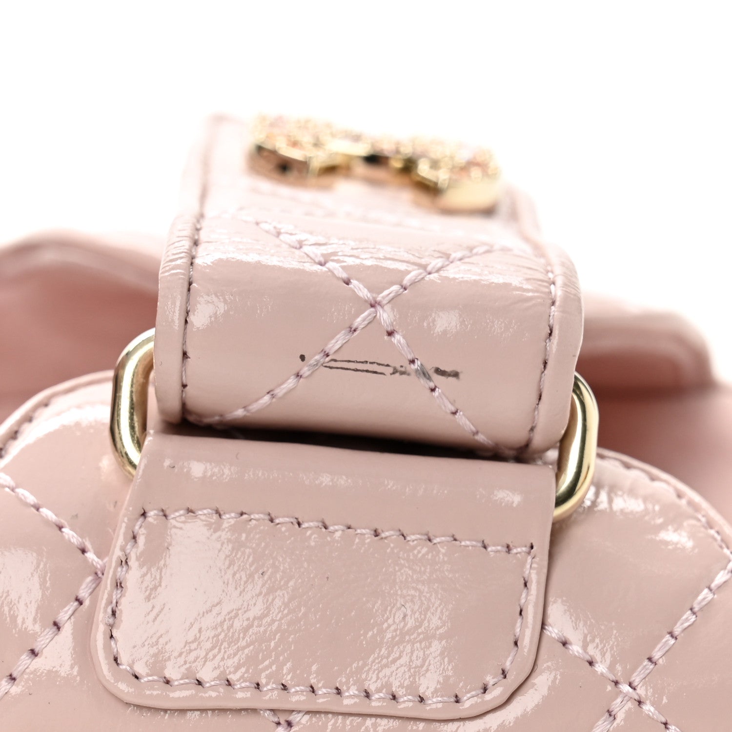 Chanel Shiny Calfskin Quilted Velcro Dad Crystal CC Slide Sandals 37 Light Pink 10 of 11