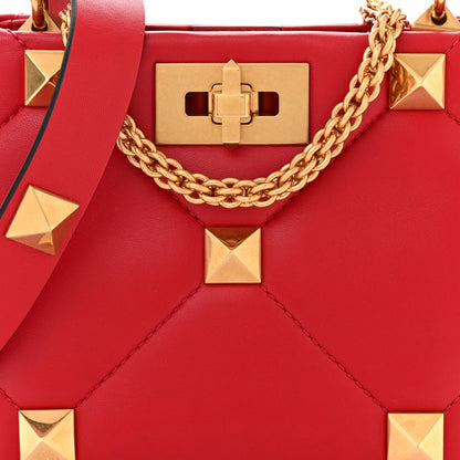 Valentino Garavani VALENTINO GARAVANI Nappa Small Roman Stud The Handle Bag Rouge Pur 7 of 10