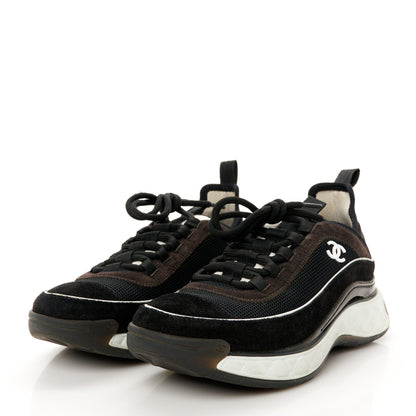 Chanel Velvet Calfskin CC Sneakers 37 Black 4 of 9