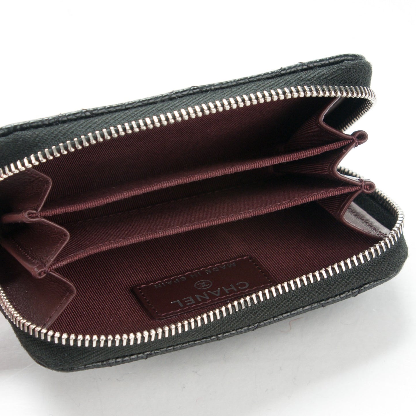 Caviar Quilted Zip Coin Purse Black
