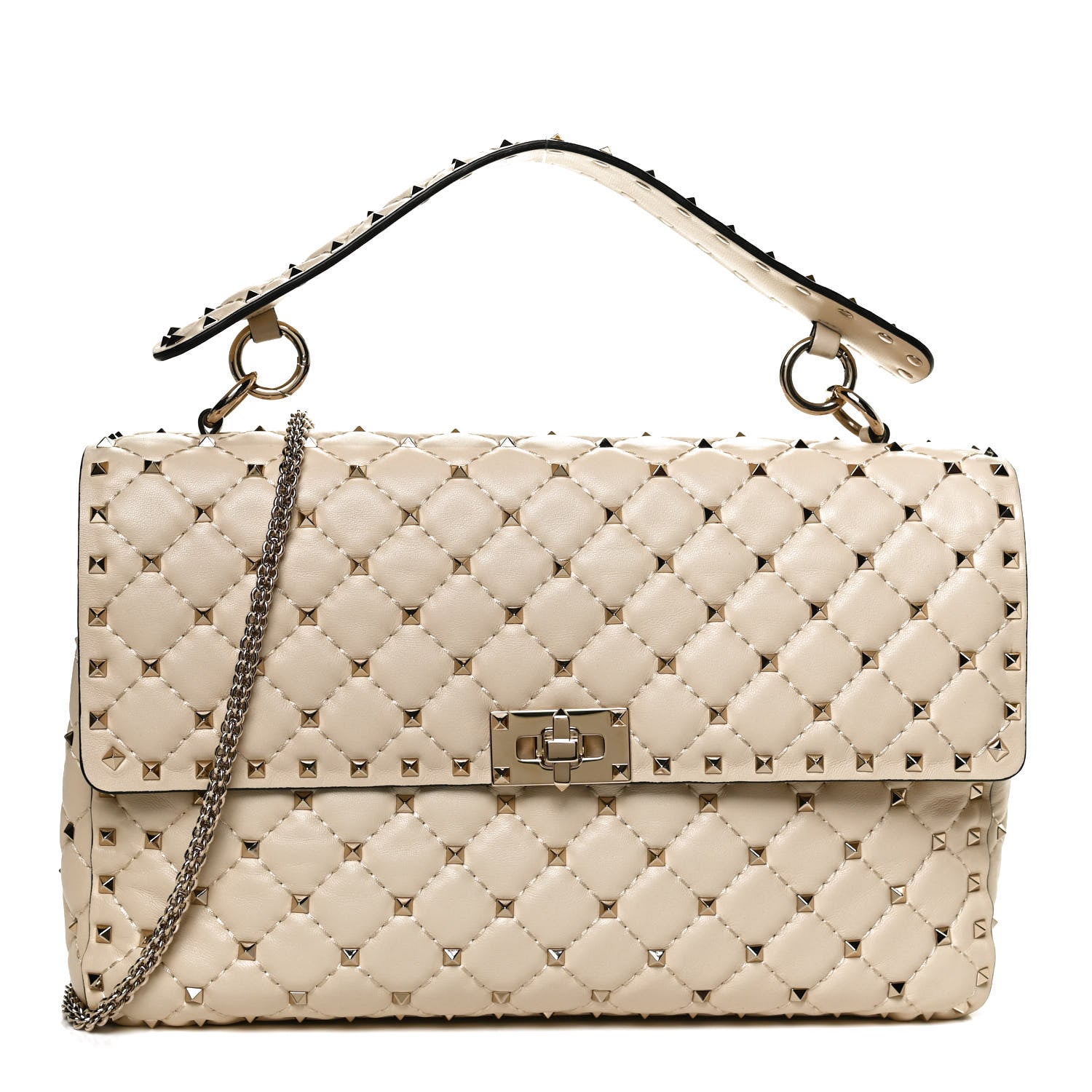 Valentino Garavani Nappa Maxi Rockstud Spike Shoulder Bag Light Ivory 1 of 10