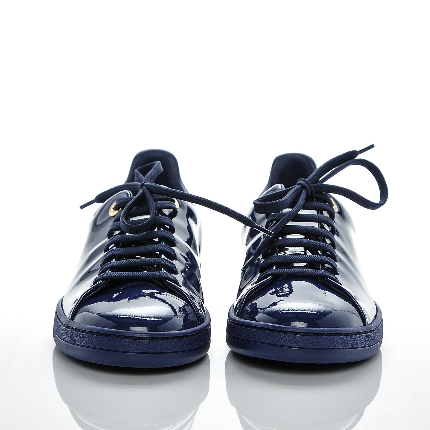 Louis Vuitton Patent Calfskin Frontrow Sneakers 37.5 Blue Nuit 2 of 7