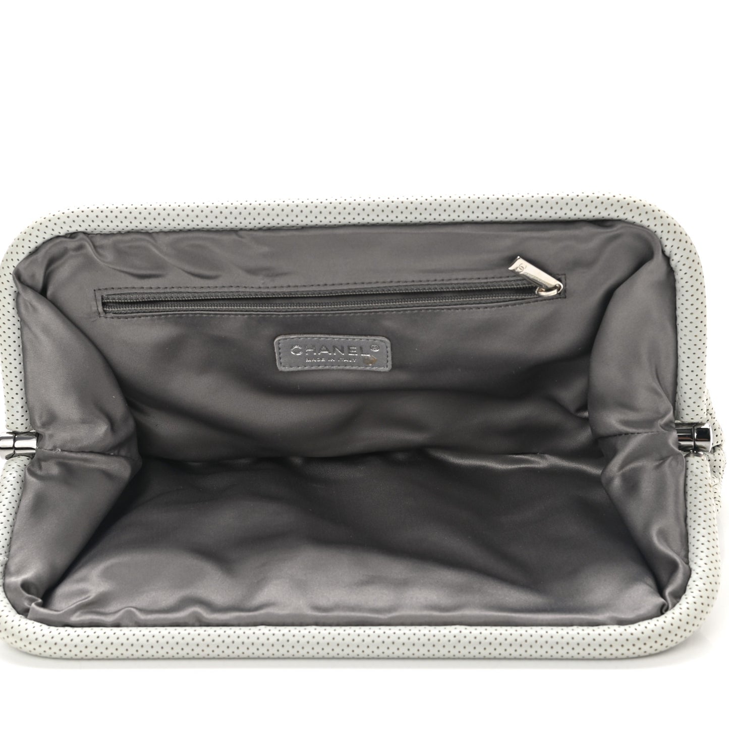 Lambskin Perforated Clutch White
