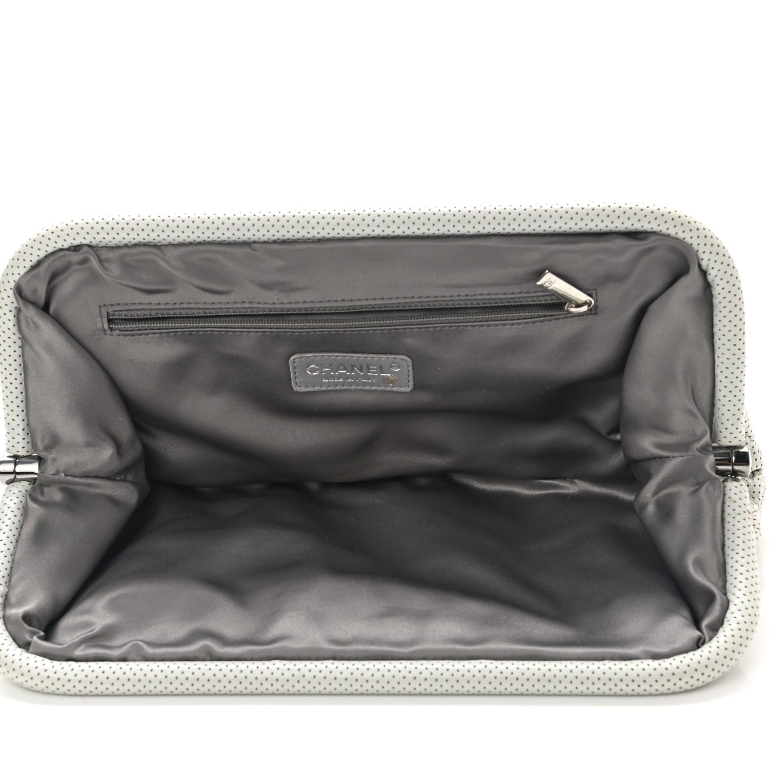 Chanel Lambskin Perforated Clutch White 6 of 8