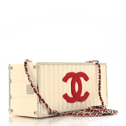 Chanel Resin Enamel CC Shopping Container Minaudiere Clutch Black White Red 3 of 11