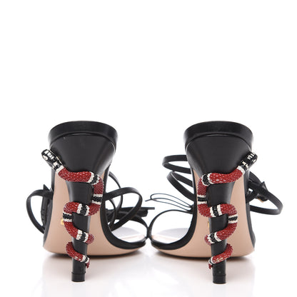 Gucci Nappa Kingsnake Criss Cross High Heel Sandals 36.5 Black 5 of 9