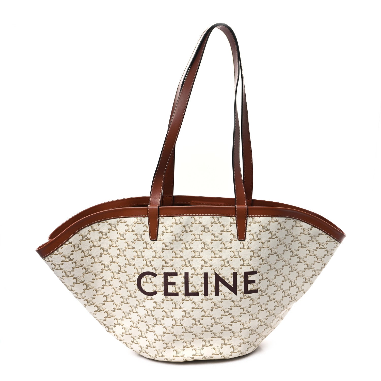 Celine Calfskin Canvas Triomphe Large Couffin White 1 of 11