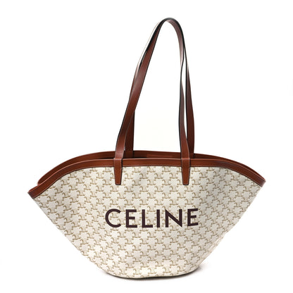 Celine Calfskin Canvas Triomphe Large Couffin White 1 of 11