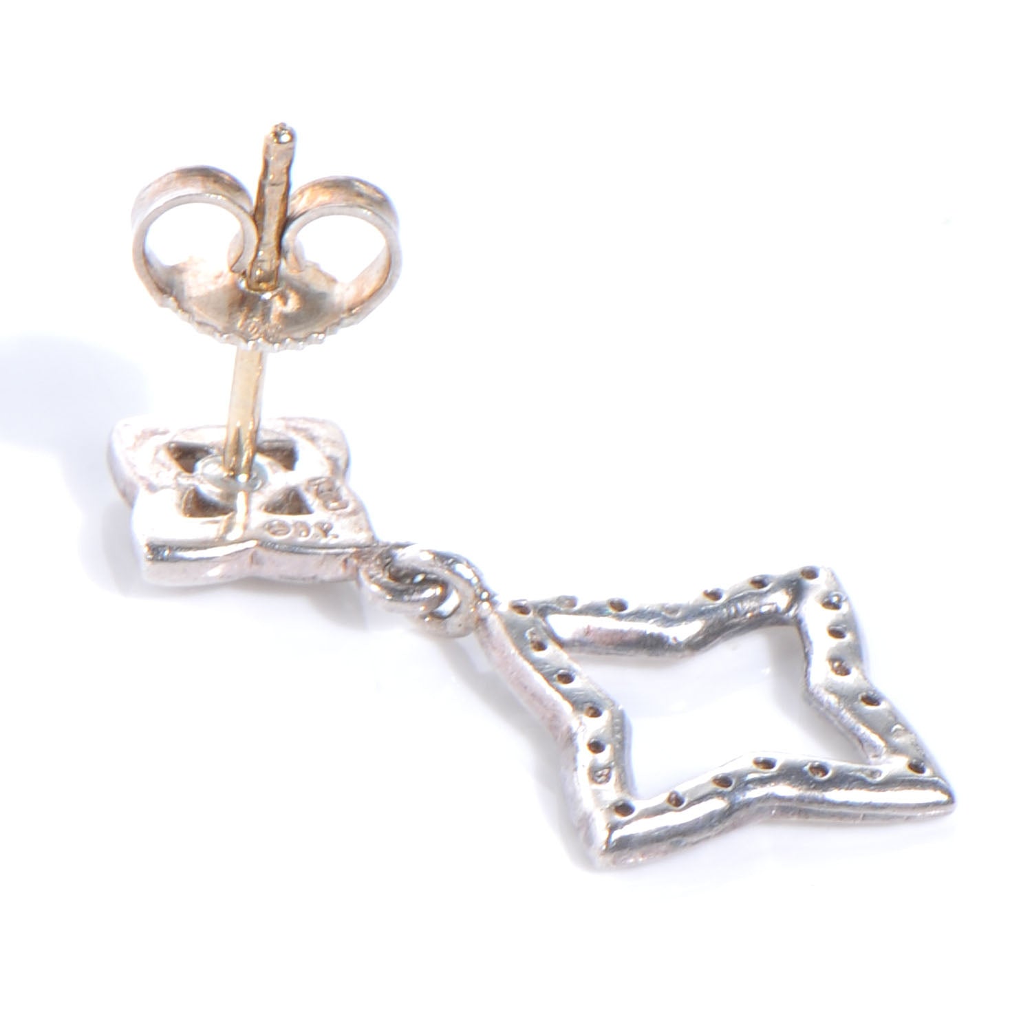 David Yurman Sterling Silver Diamond Quatrefoil Drop Earrings 4 of 5