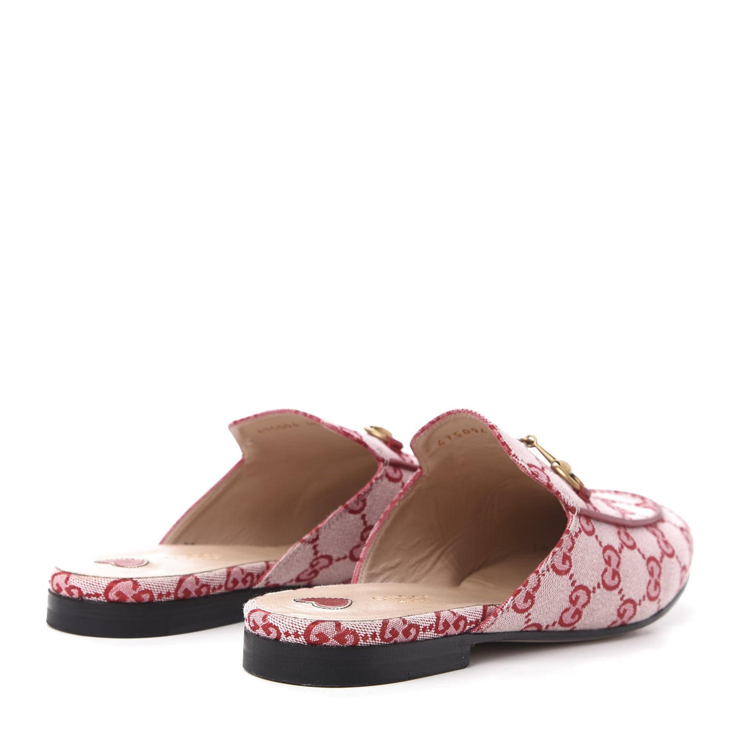 Canvas GG Monogram Horsebit Womens Princetown Slippers 40 Gardenia Hibiscus Red