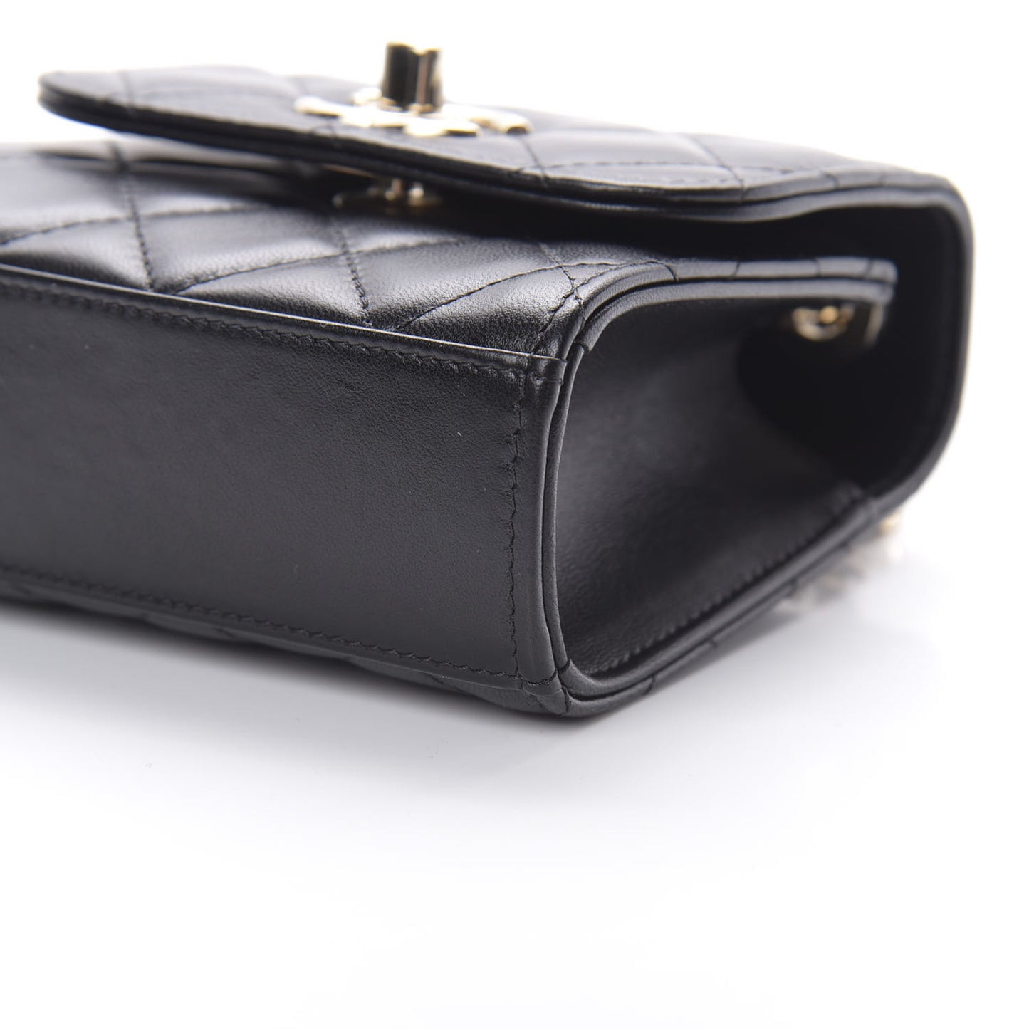 Lambskin Quilted Mini Trendy CC Chain Wallet Black