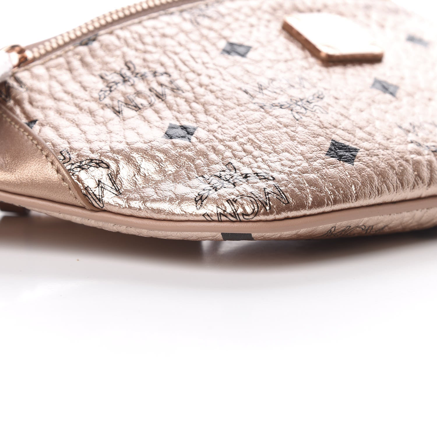 MCM Metallic Visetos Mini Stark Crossbody Chain Belt Bag Champagne Gold 8 of 9