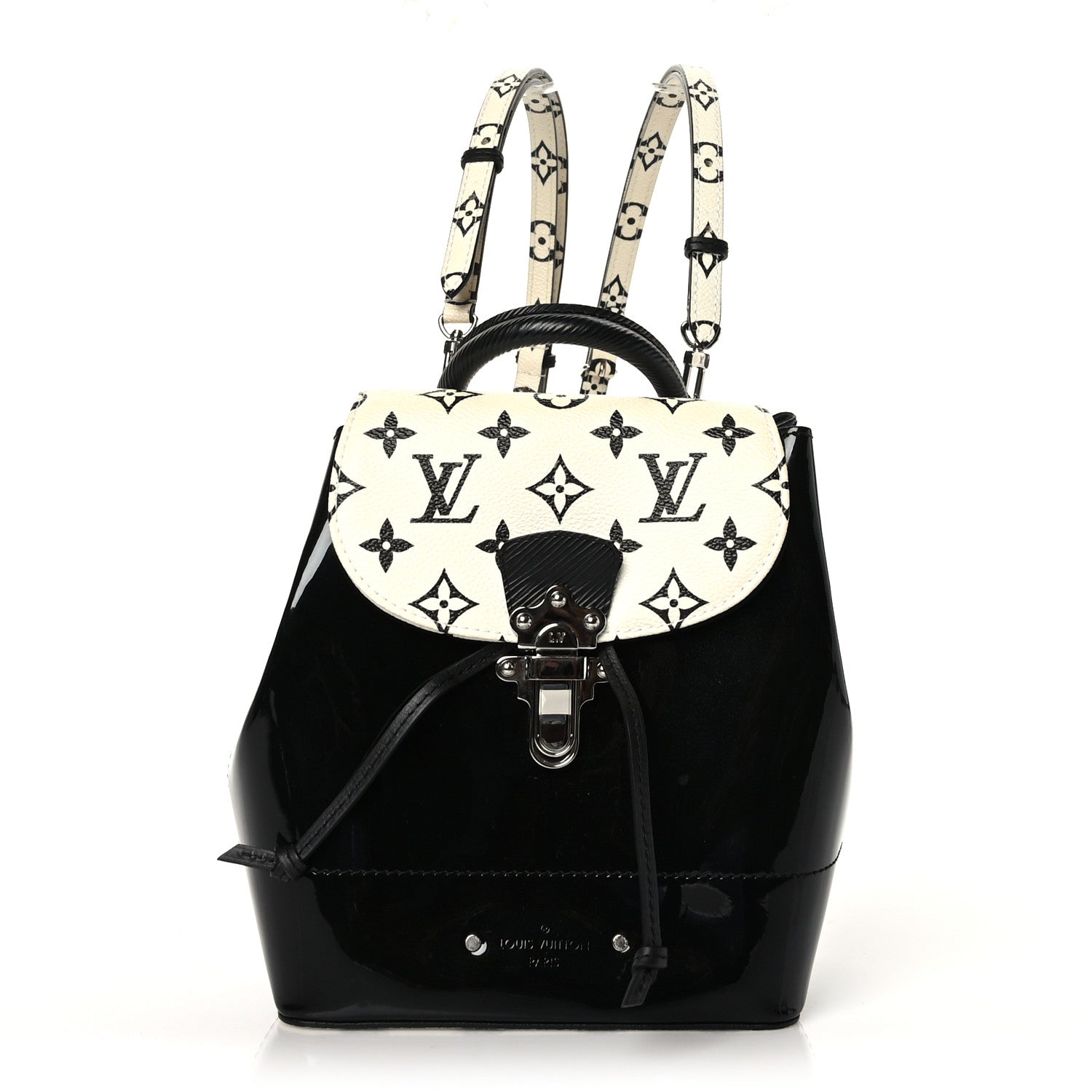 Louis Vuitton Patent Monogram Hot Springs Backpack Black White 1 of 10