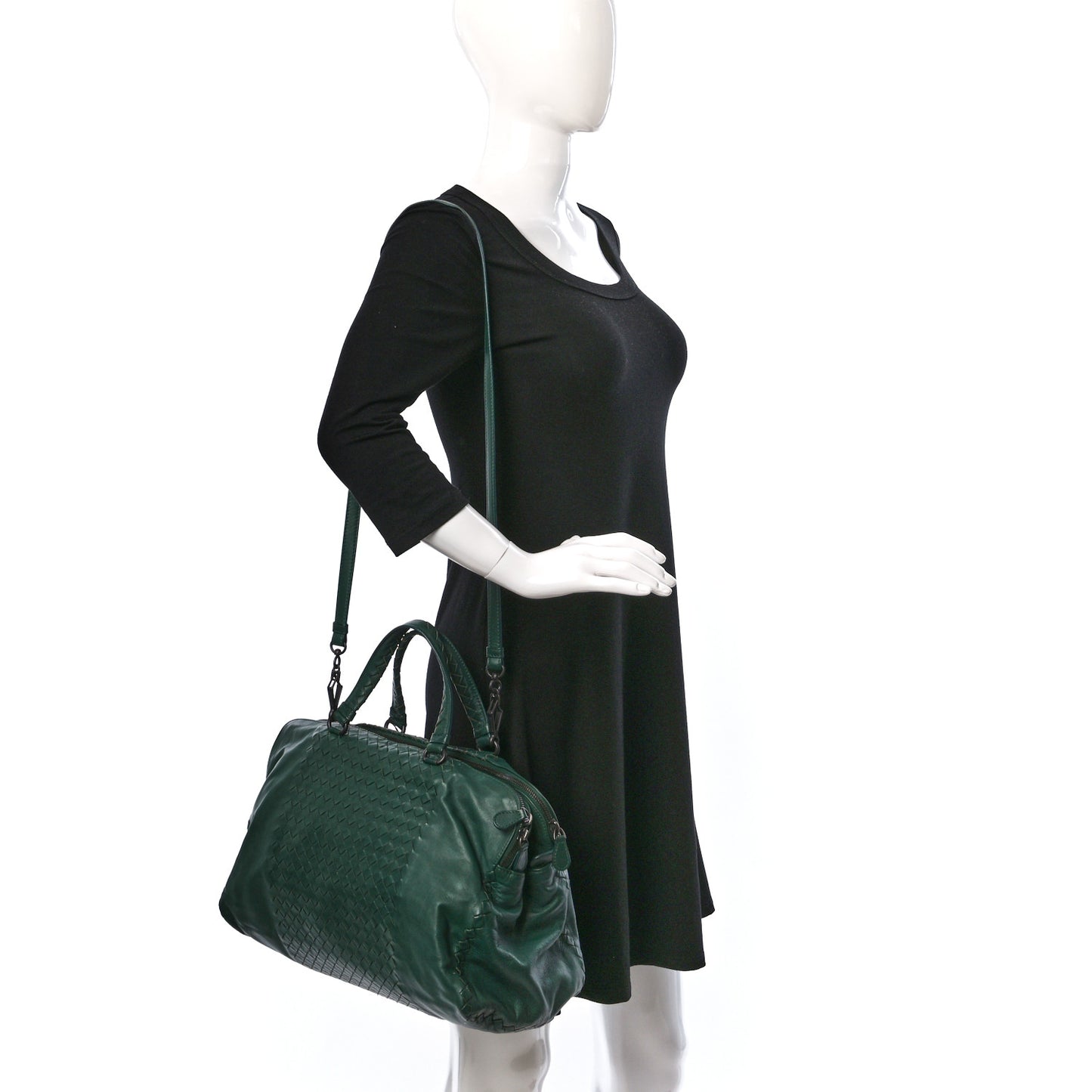 Nappa Intrecciato Convertible Tote Dark Green