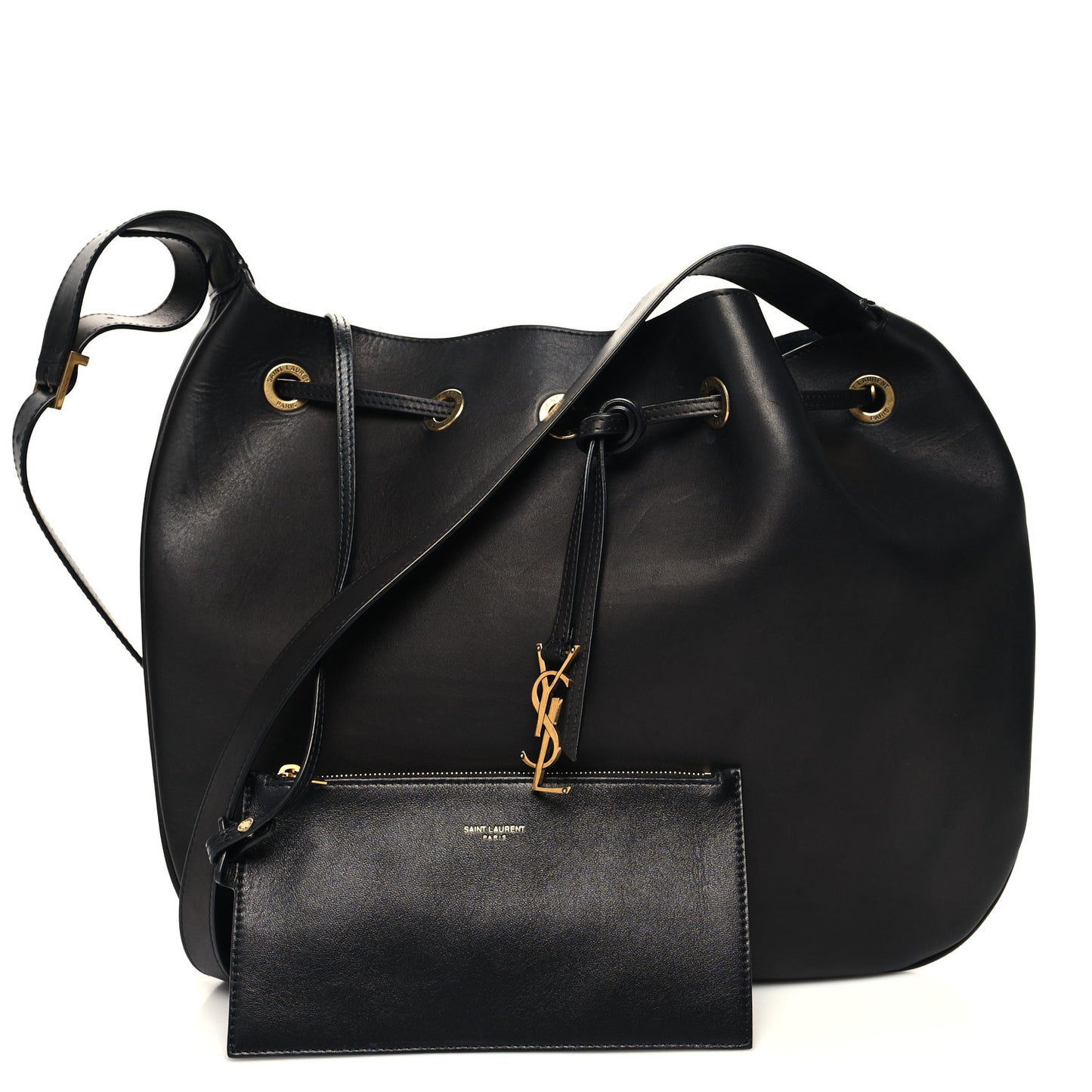 Smooth Calfskin Paris VII Large Flat Hobo Black