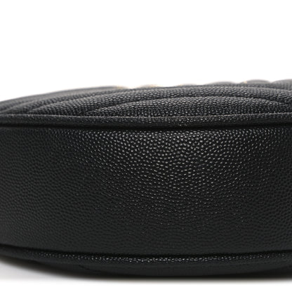 Saint Laurent Grain De Poudre Matelasse Chevron Quilted Round Vinyle Camera Bag Black 9 of 12