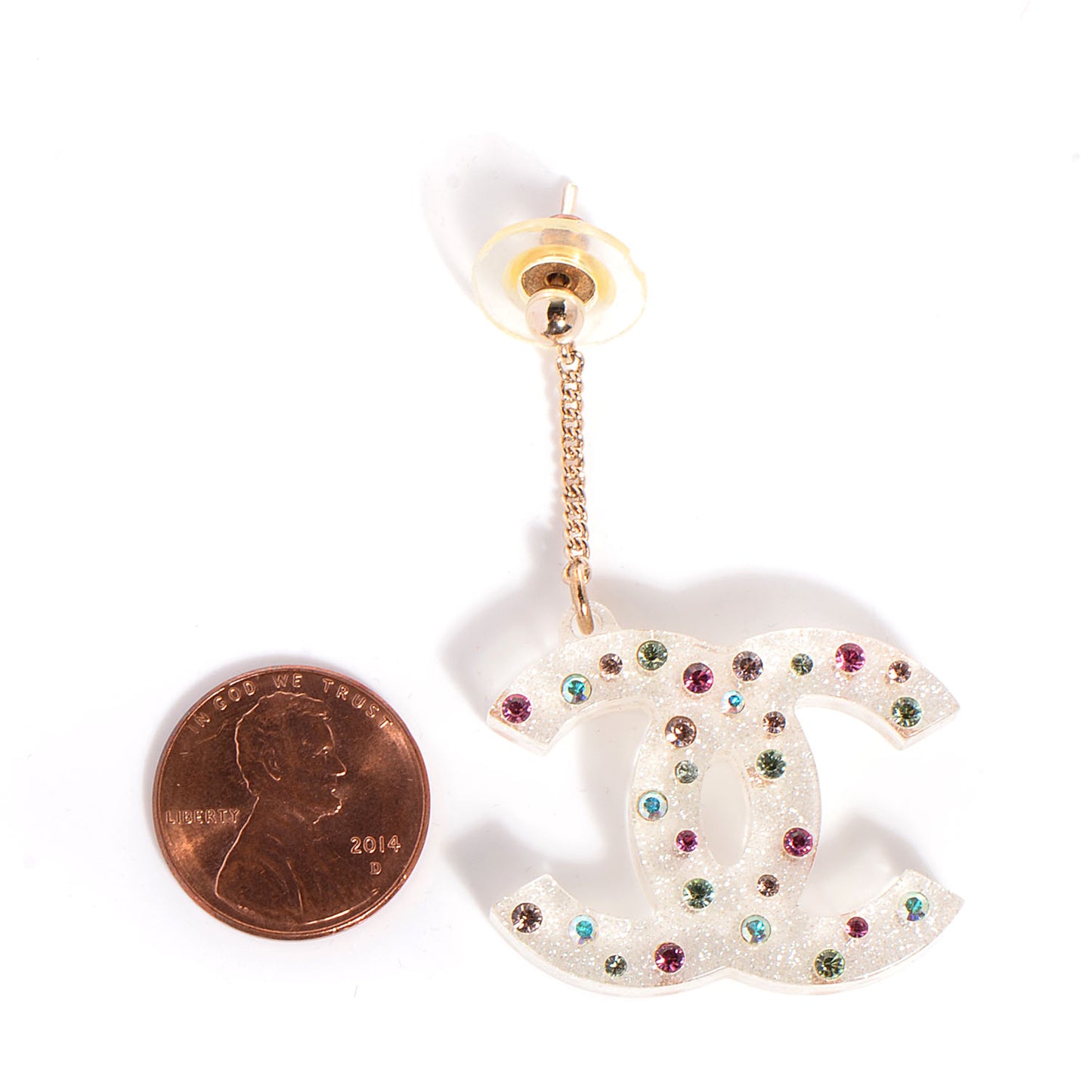 Resin Crystal CC Earrings Multicolor