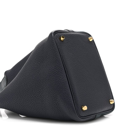 Hermes Taurillon Clemence Casaque Picotin Lock  18 PM Vert Bosphore Deep Bleu 9 of 11