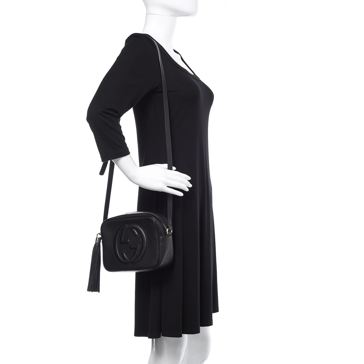 Pebbled Calfskin Small Soho Disco Bag Black