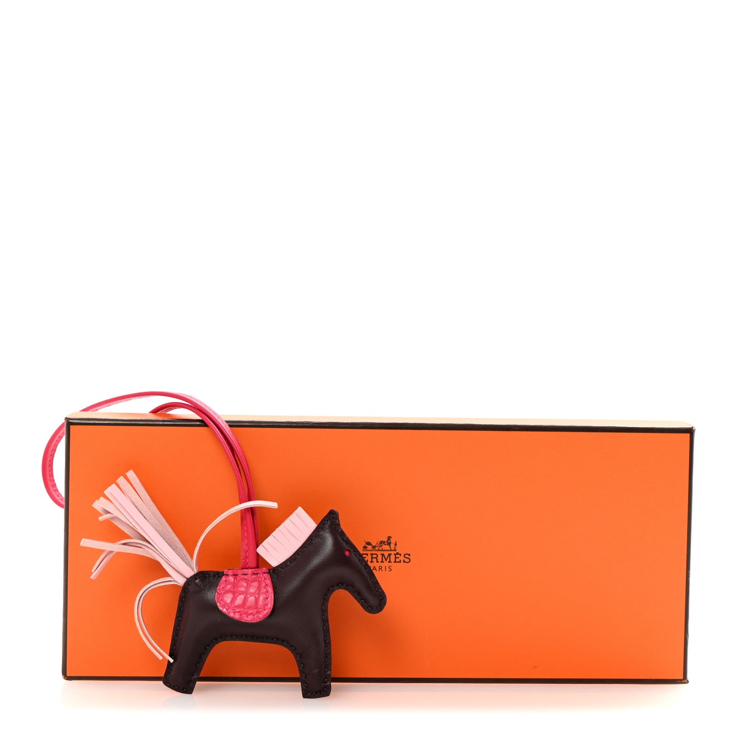 Milo Lambskin Matte Alligator Touch Grigri Rodeo Horse Bag Charm PM Rouge Sellier Framboise Rose Sakura
