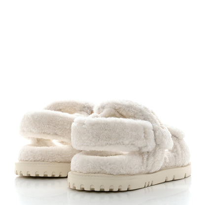 Christian Dior Shearling Dioract 10mm Sandals 37 Off White 4 of 8