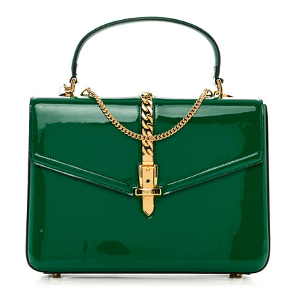 Gucci Mousse Top Patent Small Sylvie 1969 Top Handle Bag Emerald 1 of 10