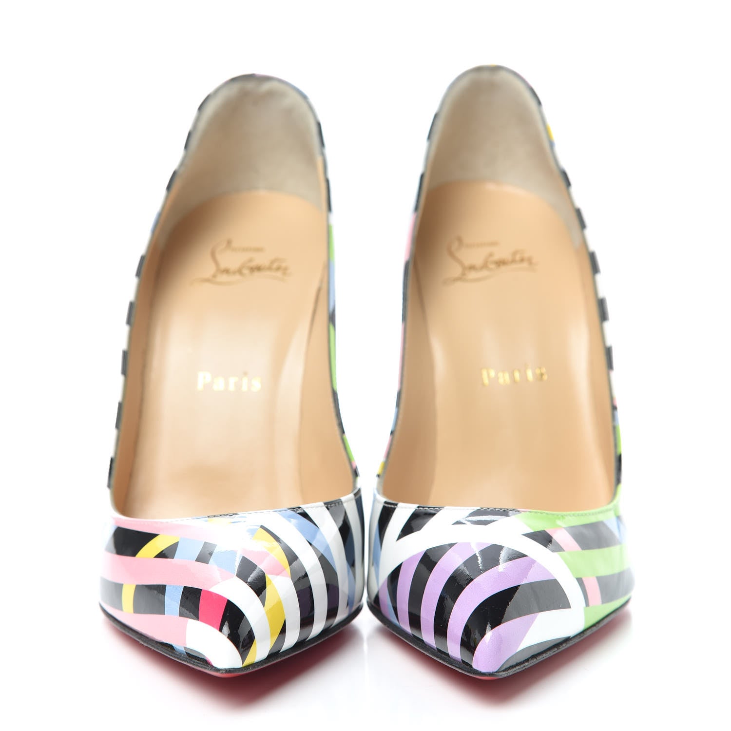 Christian Louboutin Patent Cinestripes Pigalle Follies 100 Pumps 37.5 Multi 2 of 8