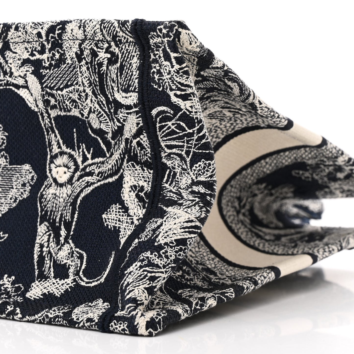 Canvas Embroidered Medium Dioriviera Toile De Jouy Reverse Book Tote Blue