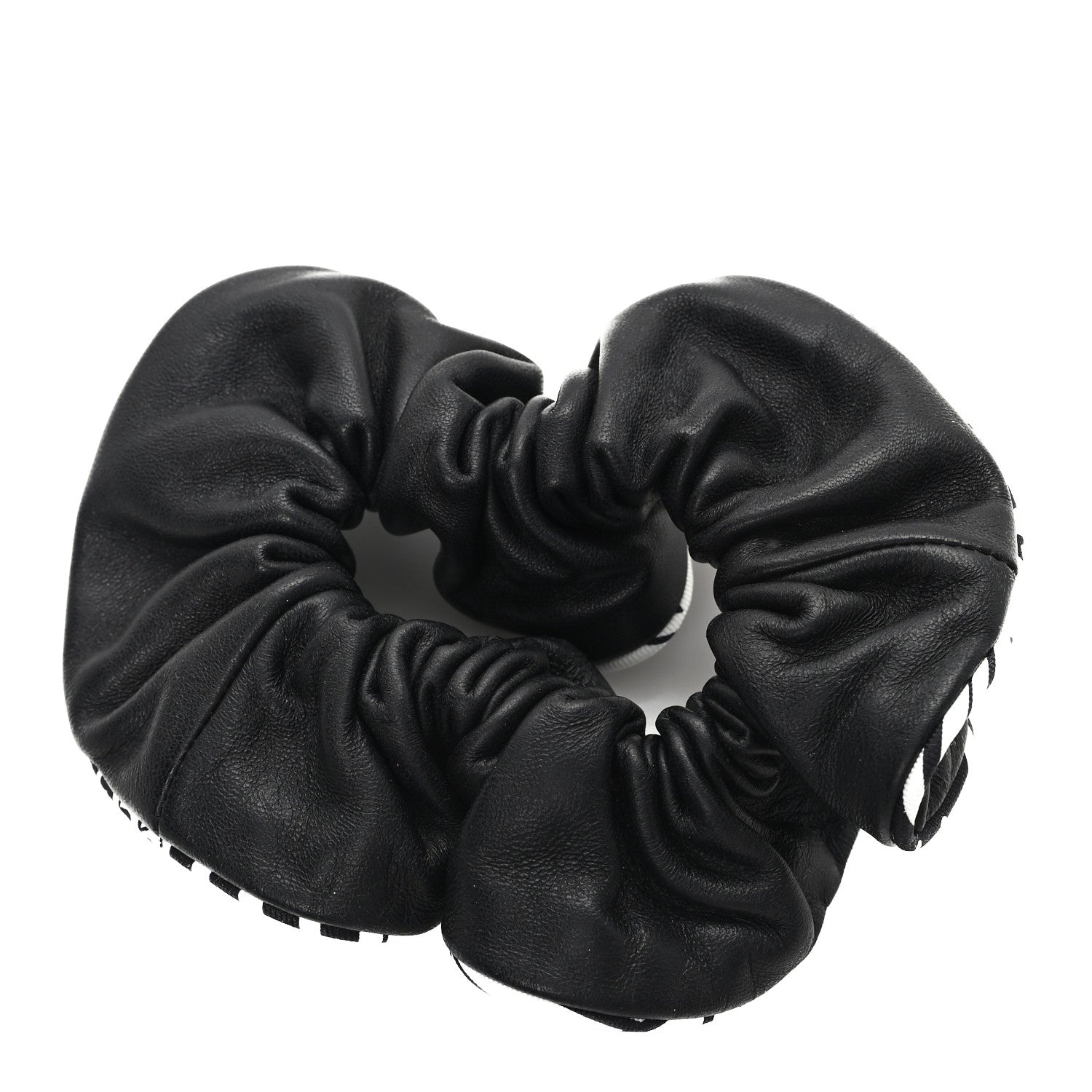 Hermes Nappa Silk Twill Sangles en Zigzag Bandana Claudia Scrunchie Black 1 of 3