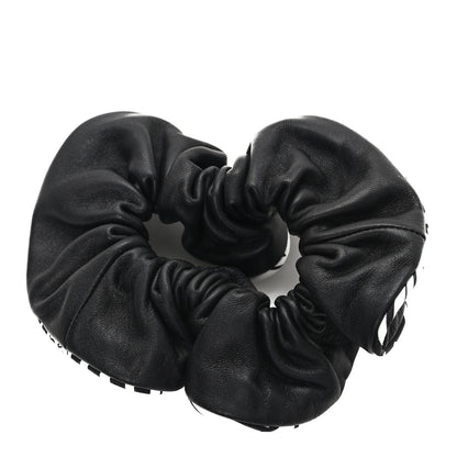Hermes Nappa Silk Twill Sangles en Zigzag Bandana Claudia Scrunchie Black 1 of 3