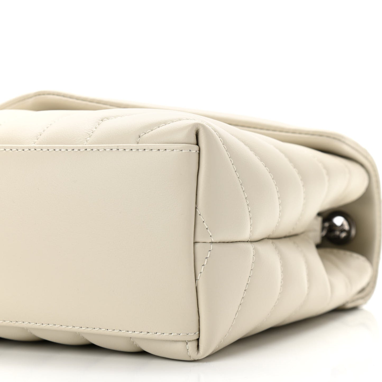 Calfskin Y Quilted Monogram Small Loulou Chain Satchel Blanc Vintage