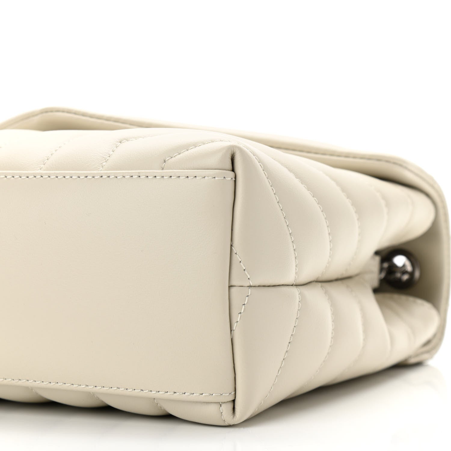 Saint Laurent Calfskin Y Quilted Monogram Small Loulou Chain Satchel Blanc Vintage 8 of 9