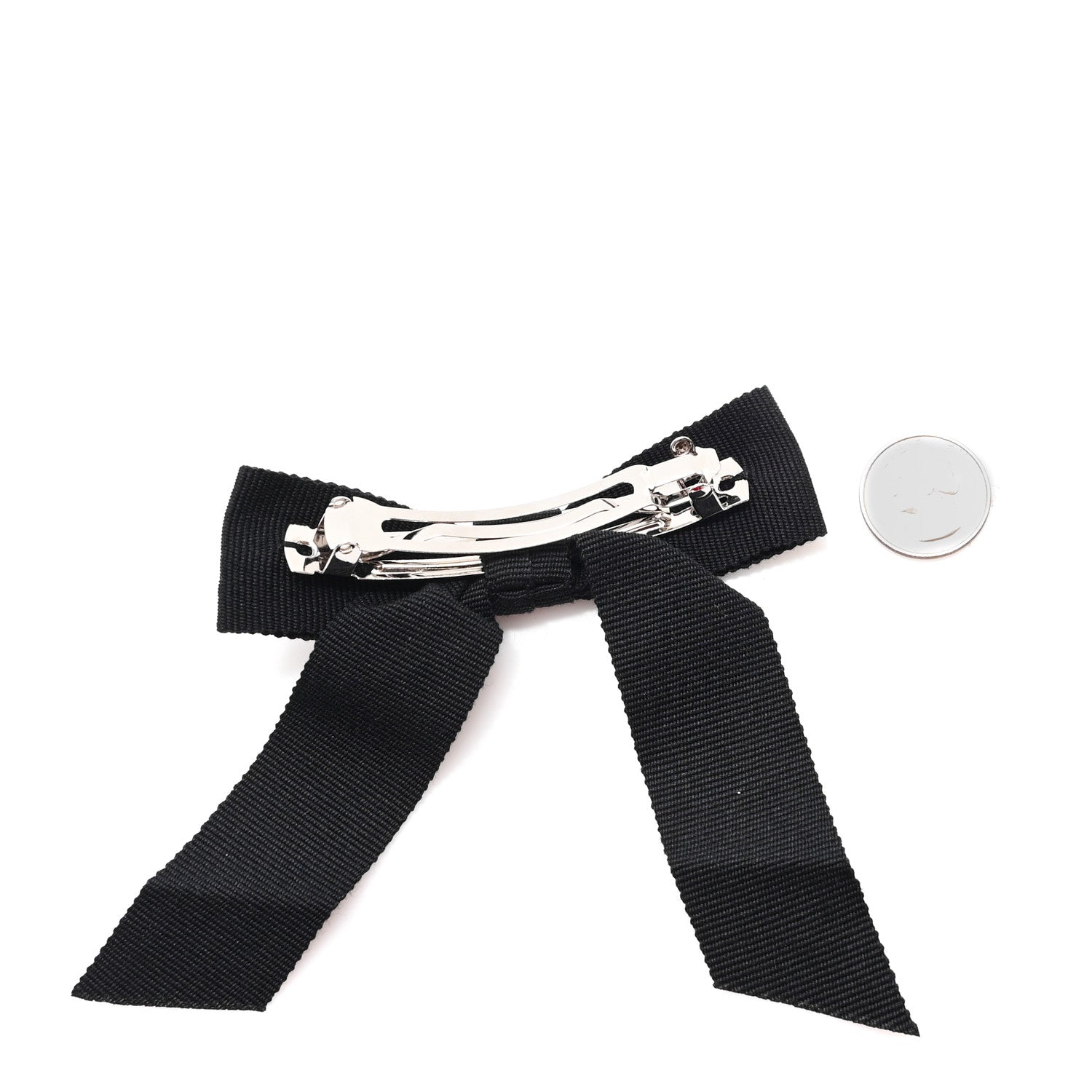 Chanel Grosgrain Bow CC Hair Clip Black 2 of 3