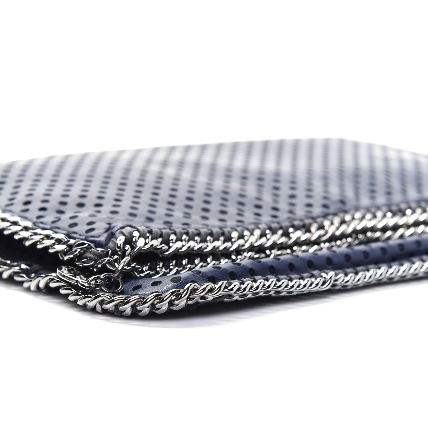Eco Alter Nappa Perforated Fold Over Clutch Navy