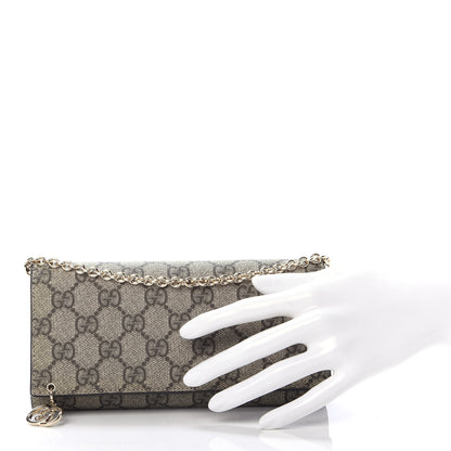 Gucci GG Plus Monogram GG Pierce Chain Clutch Wallet Beige Ebony Black 2 of 10