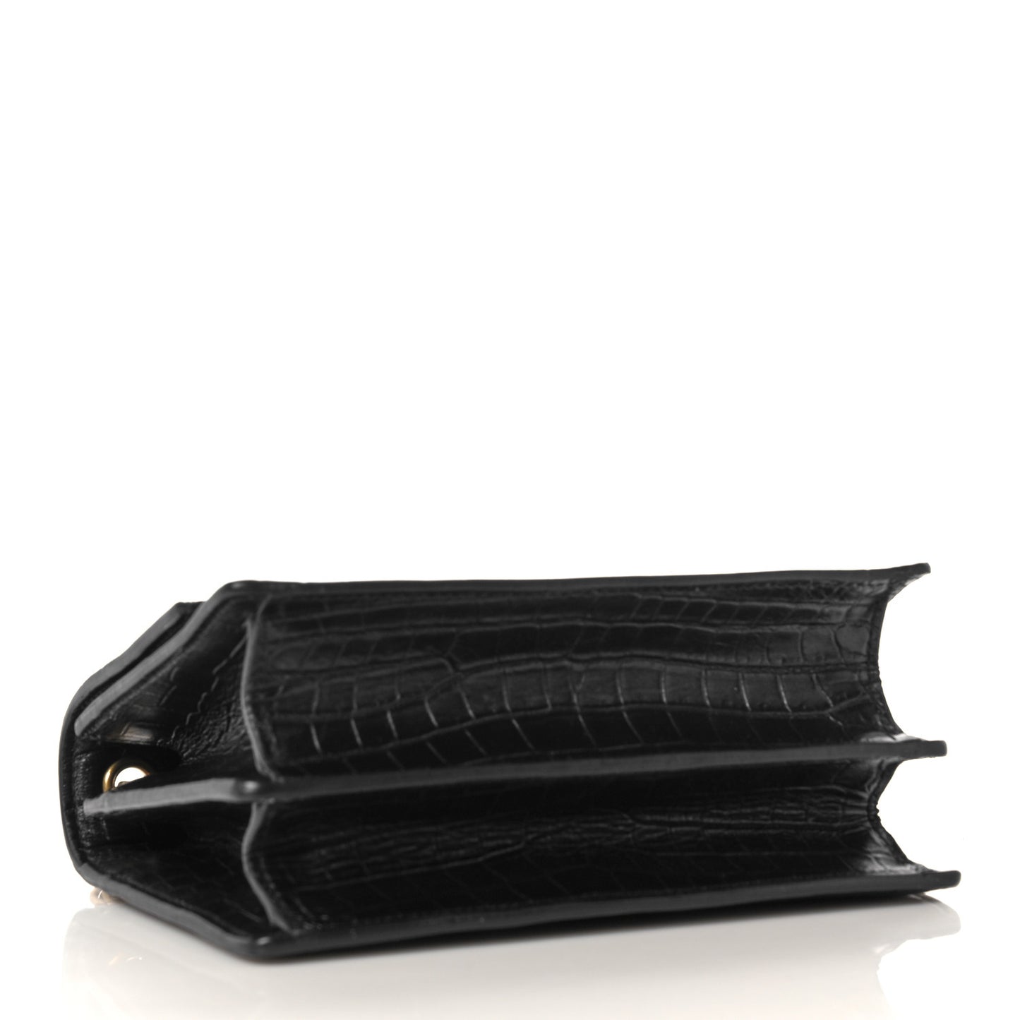 Calfskin Crocodile Embossed Monogram Small Sunset Black