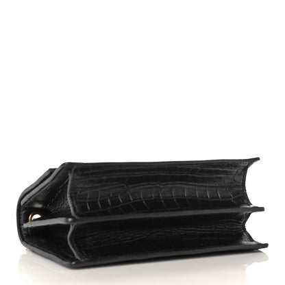 Saint Laurent Calfskin Crocodile Embossed Monogram Small Sunset Black 3 of 9