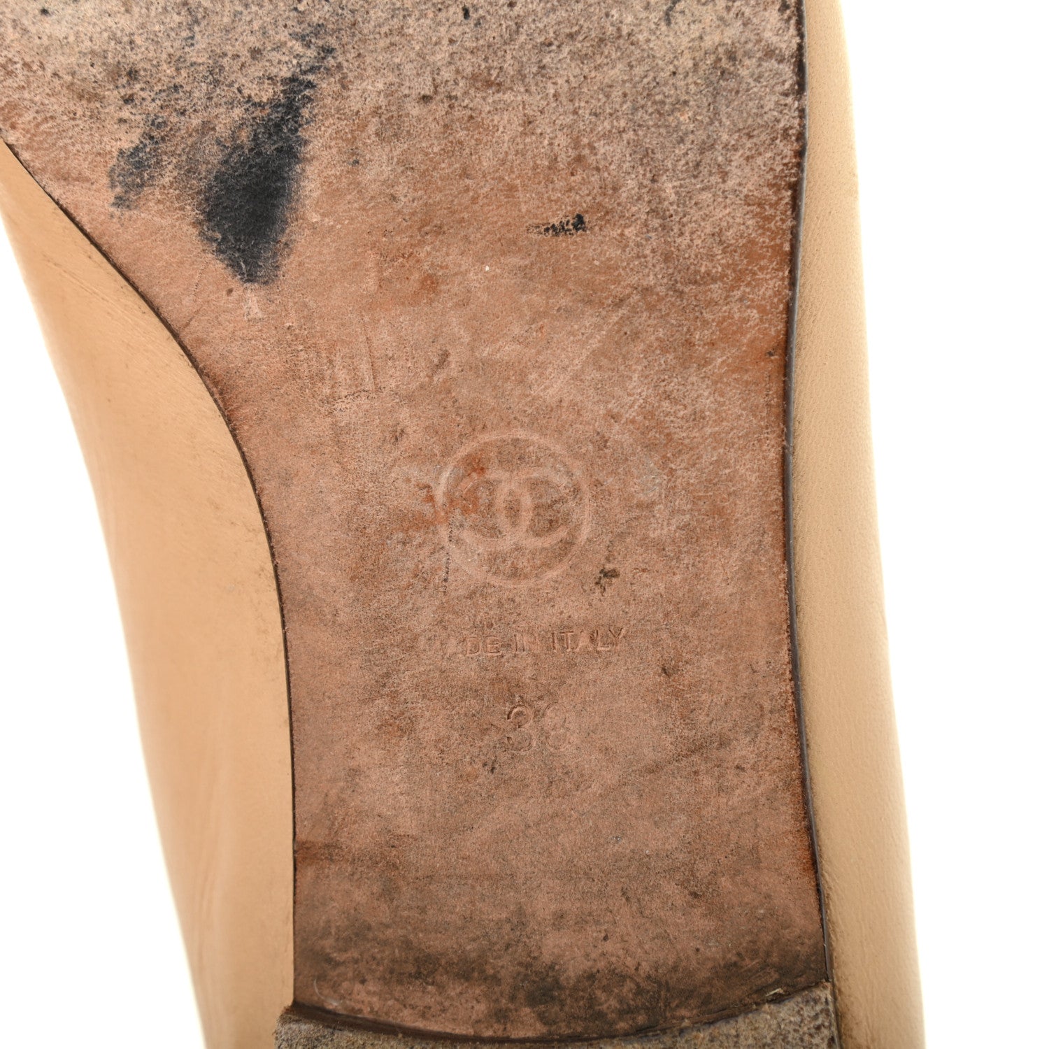 Chanel Lambskin Cap Toe CC Ballerina Flats 39 Beige Black 6 of 11