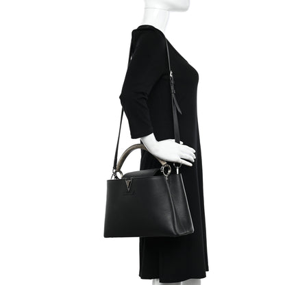 Louis Vuitton Taurillon Snakeskin Capucines PM Black 2 of 9