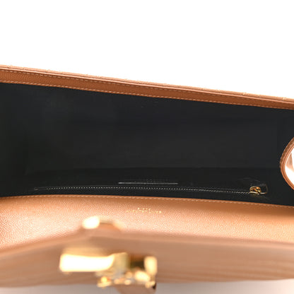 Saint Laurent Grain De Poudre Textured Mixed Matelasse Triquilt Large Monogram Satchel Dune 4 of 8