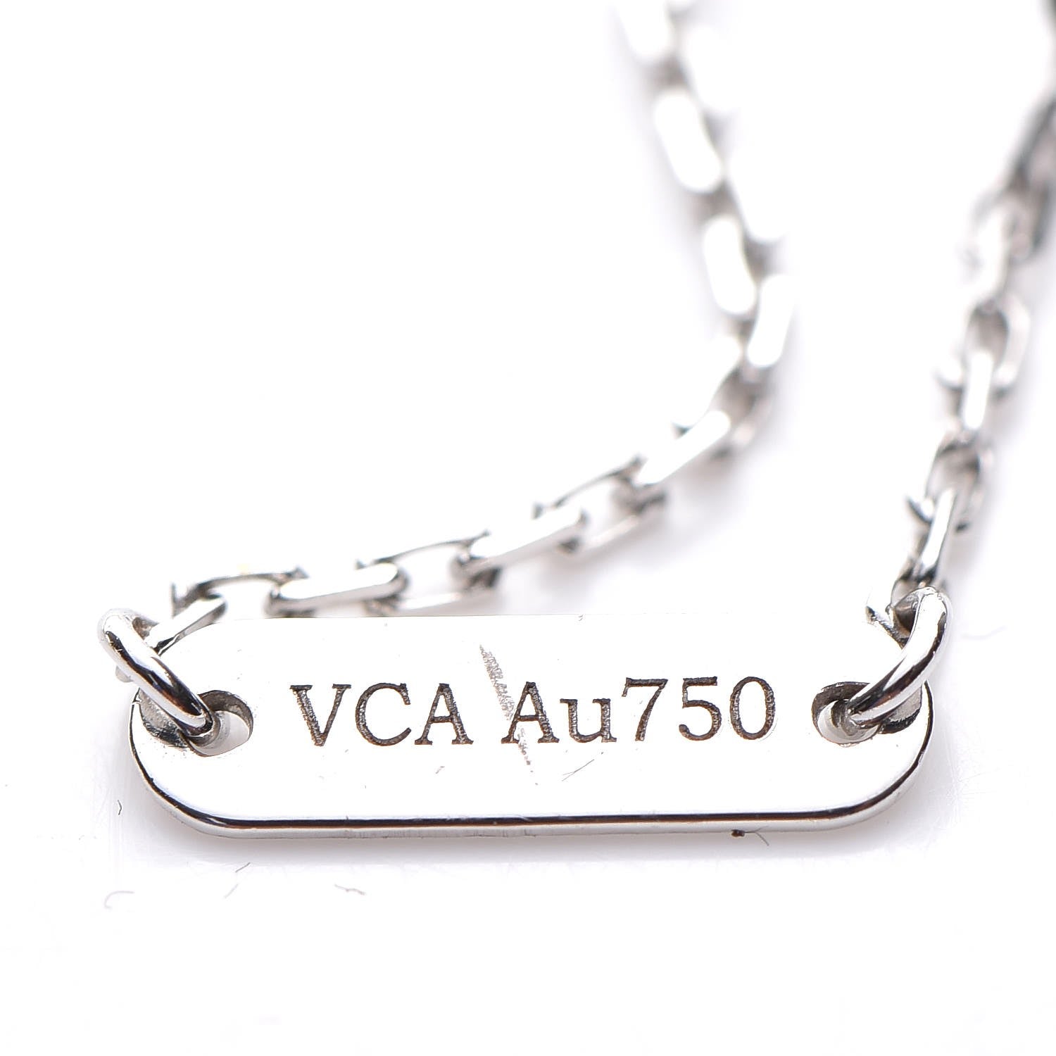 Van Cleef & Arpels 18K White Gold Diamond Vintage Alhambra Pendant Necklace 5 of 7