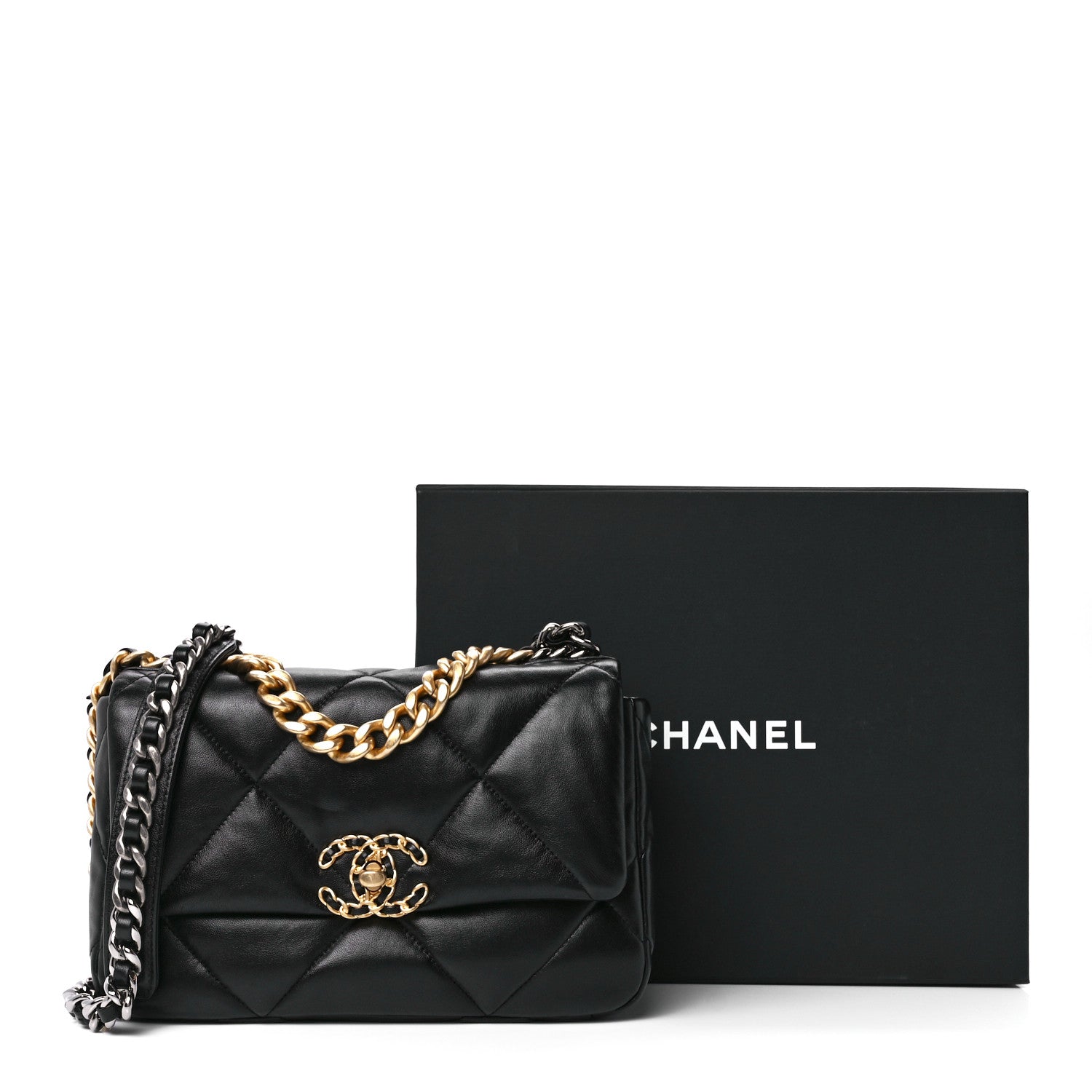 Chanel Lambskin Quilted Medium Chanel 19 Flap Black 12 of 12