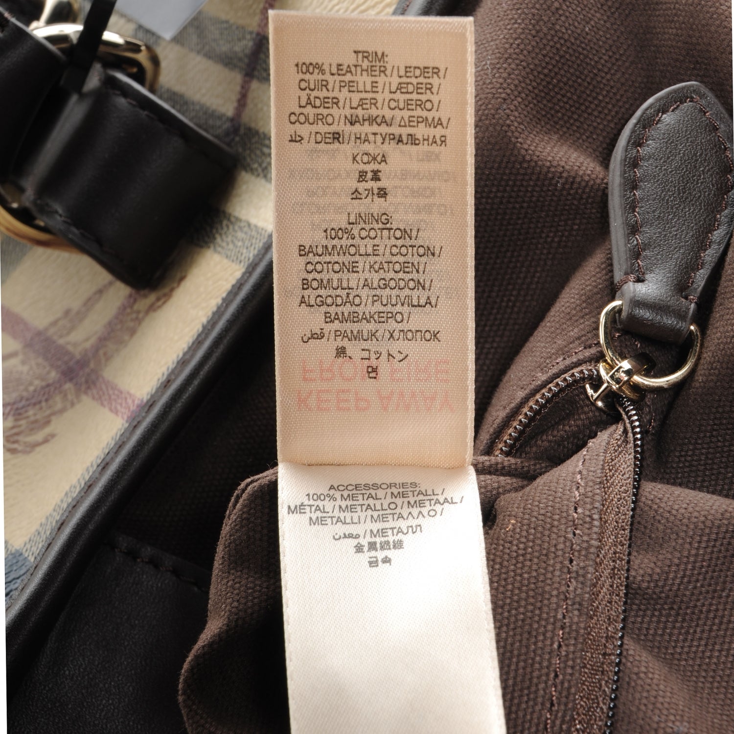 Burberry Haymarket Check Large Northfield Tote Chocolate 10 of 12