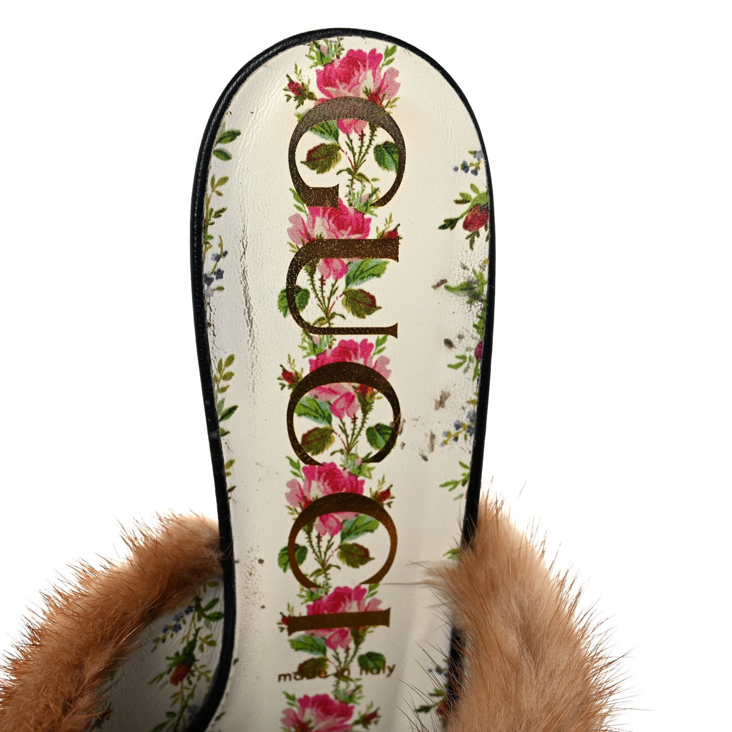Mink Malaga Kid Crystal Candy Mules 39.5 Light Brown Black