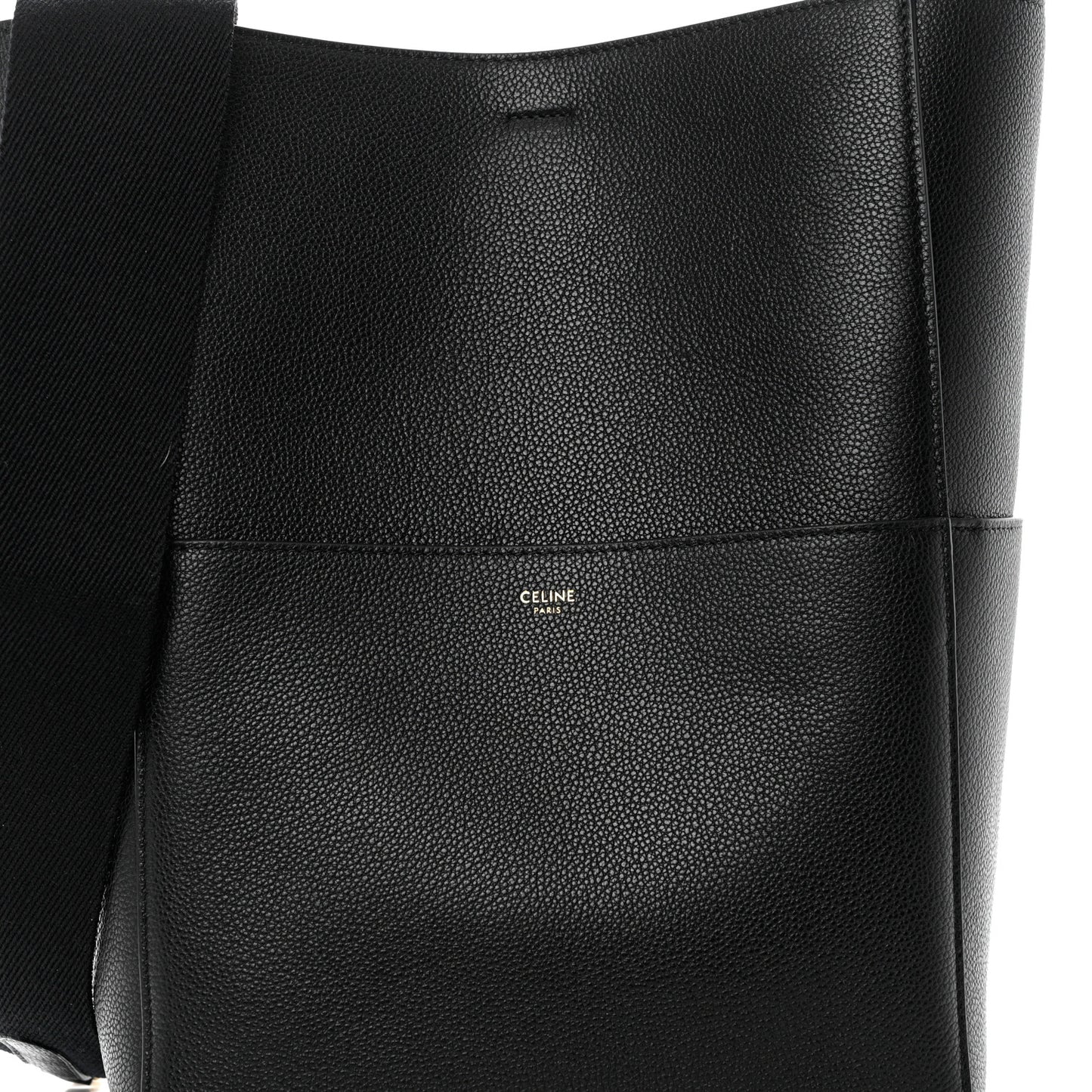 Soft Grained Calfskin Sangle Bucket Bag Black