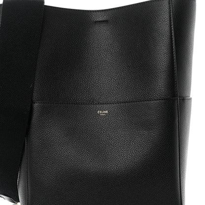 Celine Soft Grained Calfskin Sangle Bucket Bag Black 7 of 9