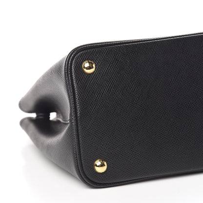 Prada Saffiano Cuir Crocodile Small Double Bag Black Rosso 5 of 12