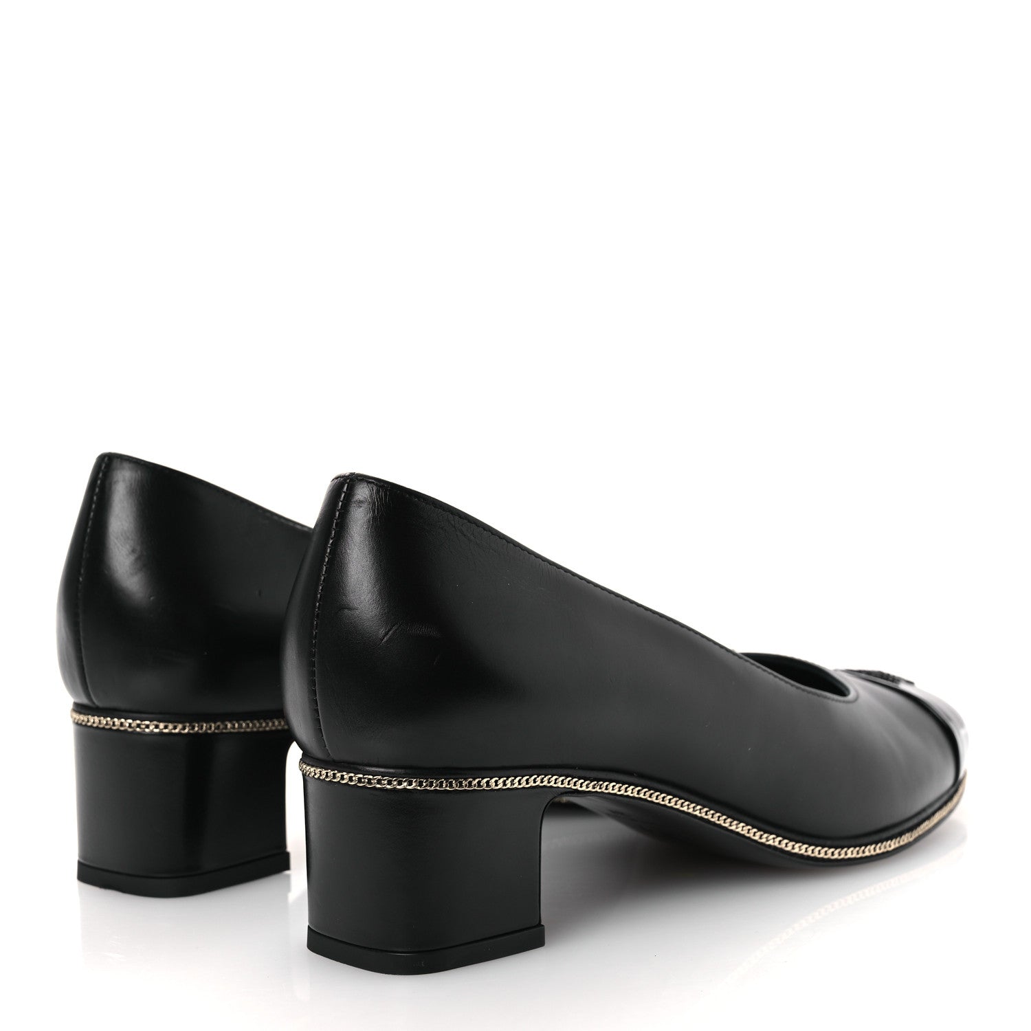 Chanel Lambskin Patent Cap Toe CC Pumps 37 Black 5 of 13