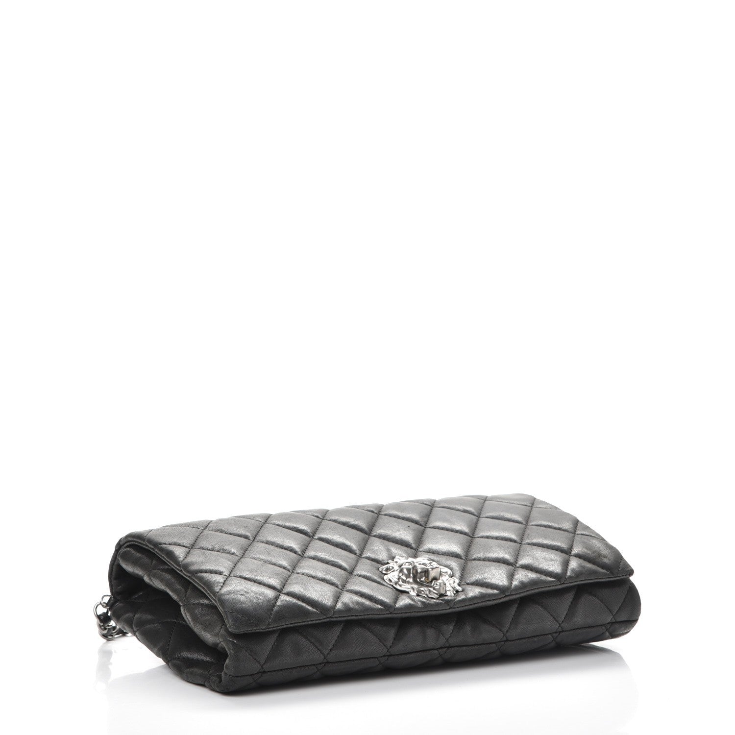 Chanel Lambskin Quilted Medium Leo Lion Flap Clutch Black 4 of 10