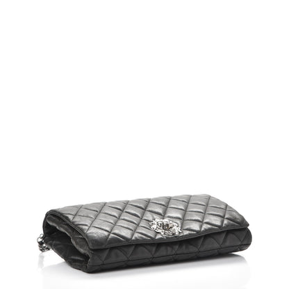 Chanel Lambskin Quilted Medium Leo Lion Flap Clutch Black 4 of 10